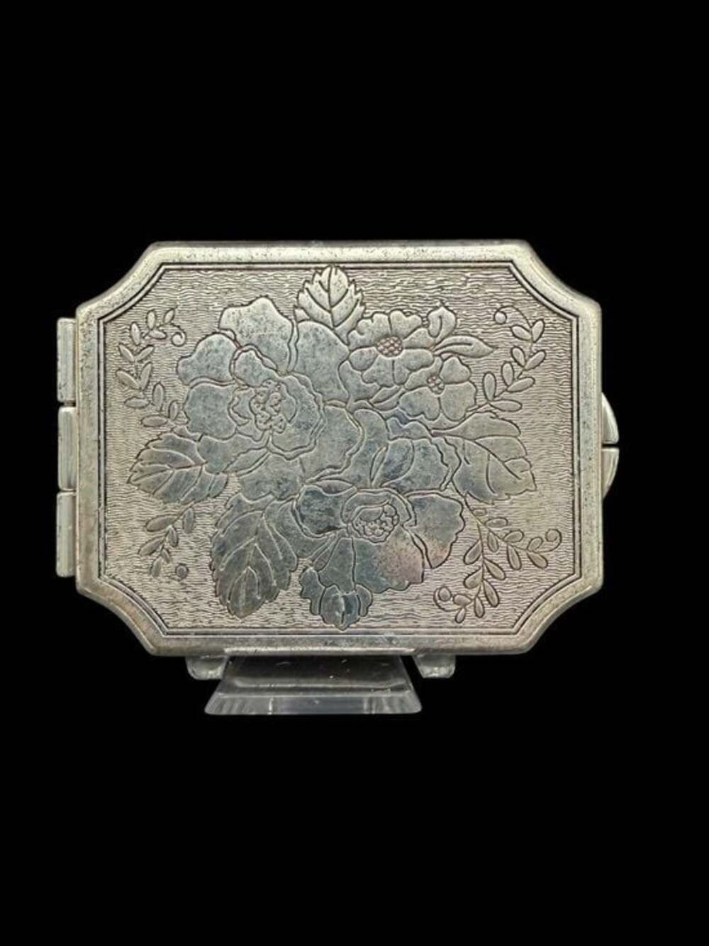 Brighton Tapestry Floral Compact Mirror Silver Plated Double Mirror